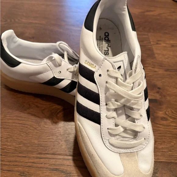 adidas Samba White and Black Athletic Shoes - Picture 1 of 5